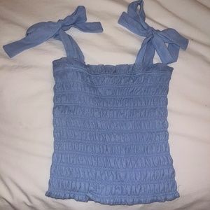 Anthropologie Smocked tulle tie-strap cami top